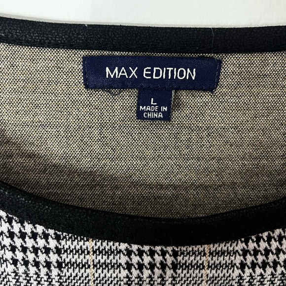 Max Edition Houndstooth Boxy Plaid Blouse leather hems - Picture 3 of 5